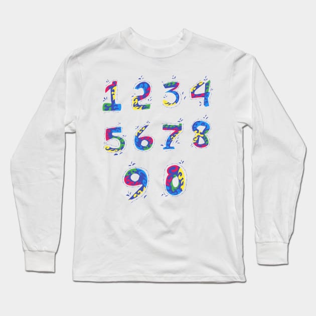 Numbers 1-9 Long Sleeve T-Shirt by Fadmel